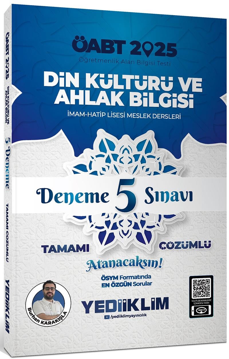 Yediiklim Yayınları 2025 ÖABT Din Kültürü ve Ahlak Bilgisi Tamamı Çözümlü Deneme 5 Sınavı