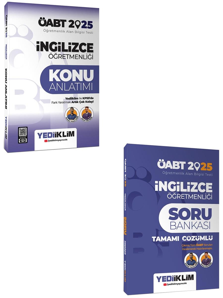 Yediiklim Yayınları 2025 ÖABT İngilizce Öğretmenliği Konu Anlatımı ve Soru Bankası Seti