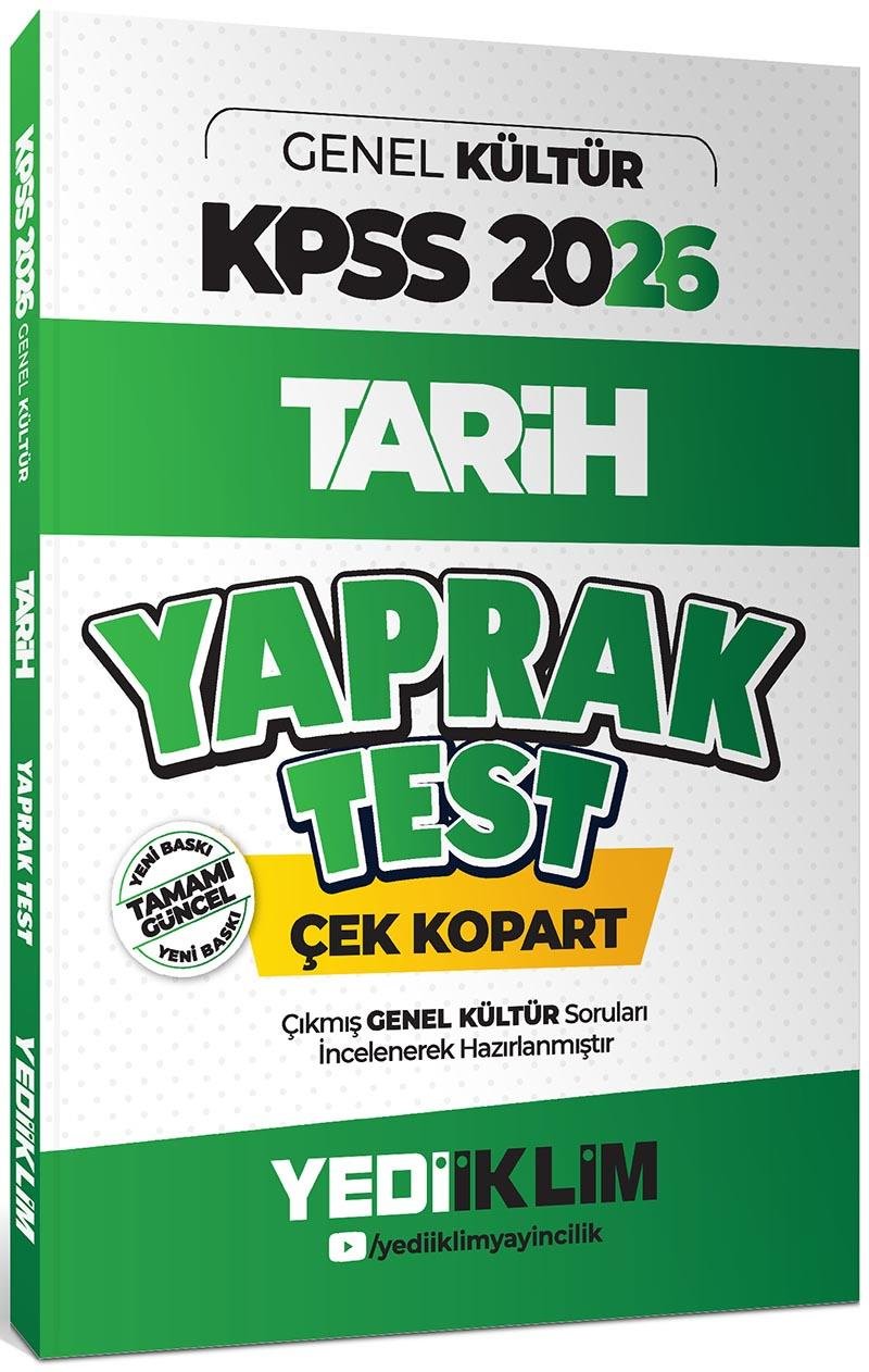 Yediiklim Yayınları 2026 KPSS AGS Genel Kültür Tarih Çek Kopart Yaprak Test