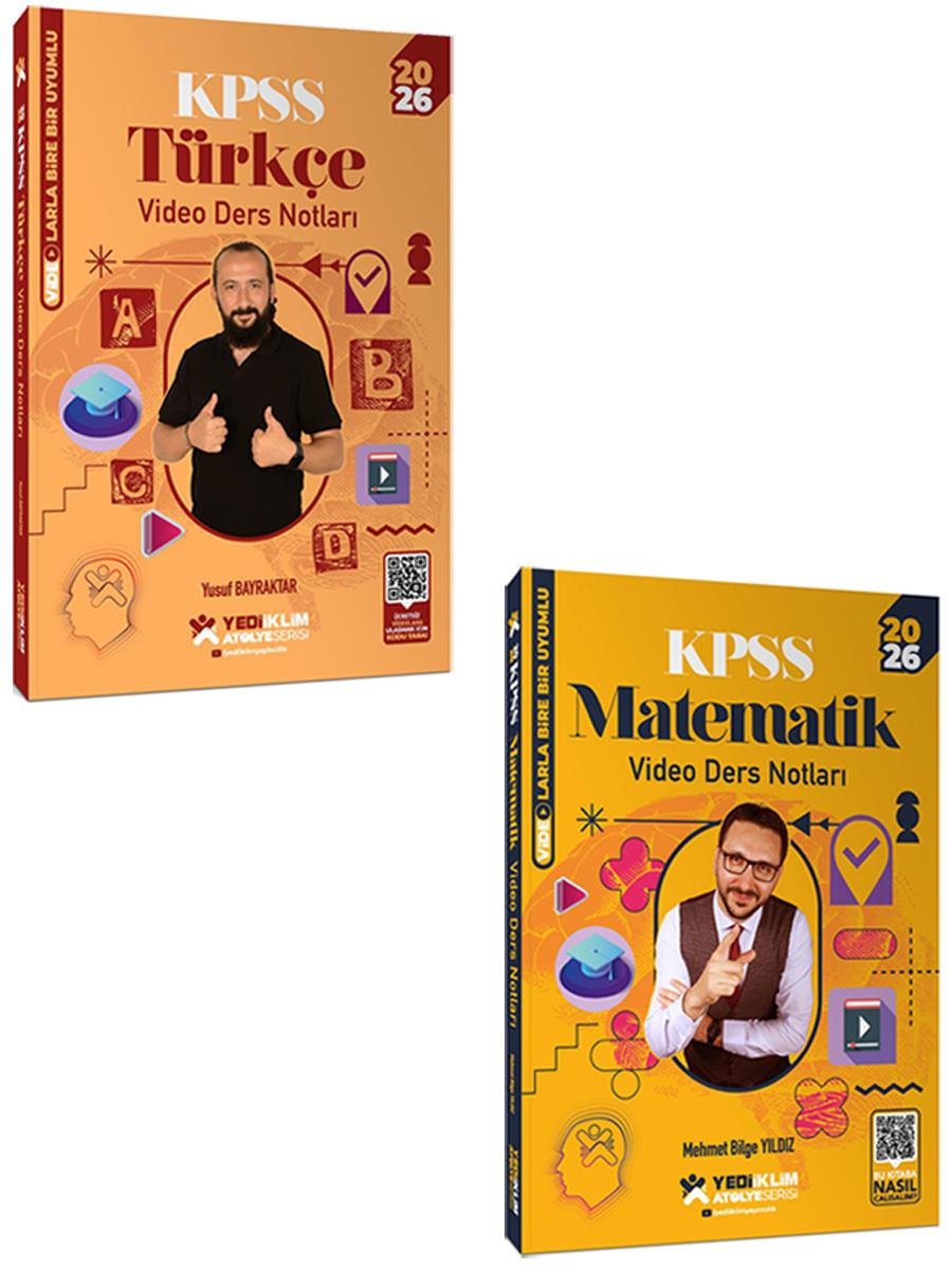 Yediiklim Yayınları 2026 KPSS Atölye Serisi Genel Yetenek Türkçe ve Matematik Video Ders Notları 2 li Set
