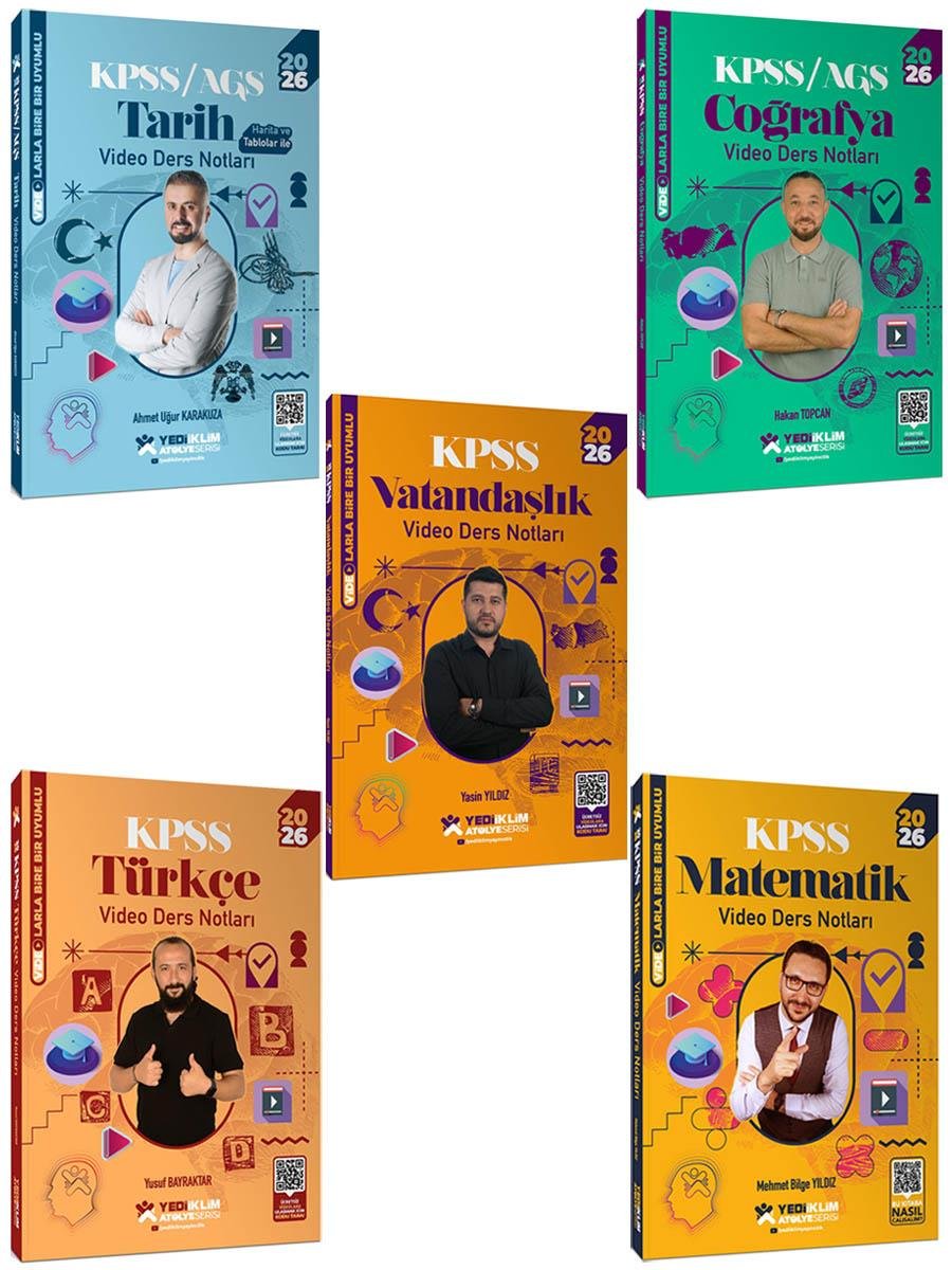 Yediiklim Yayınları 2026 KPSS Atölye Serisi Genel Yetenek Genel Kültür Video Ders Notları 5 li Set