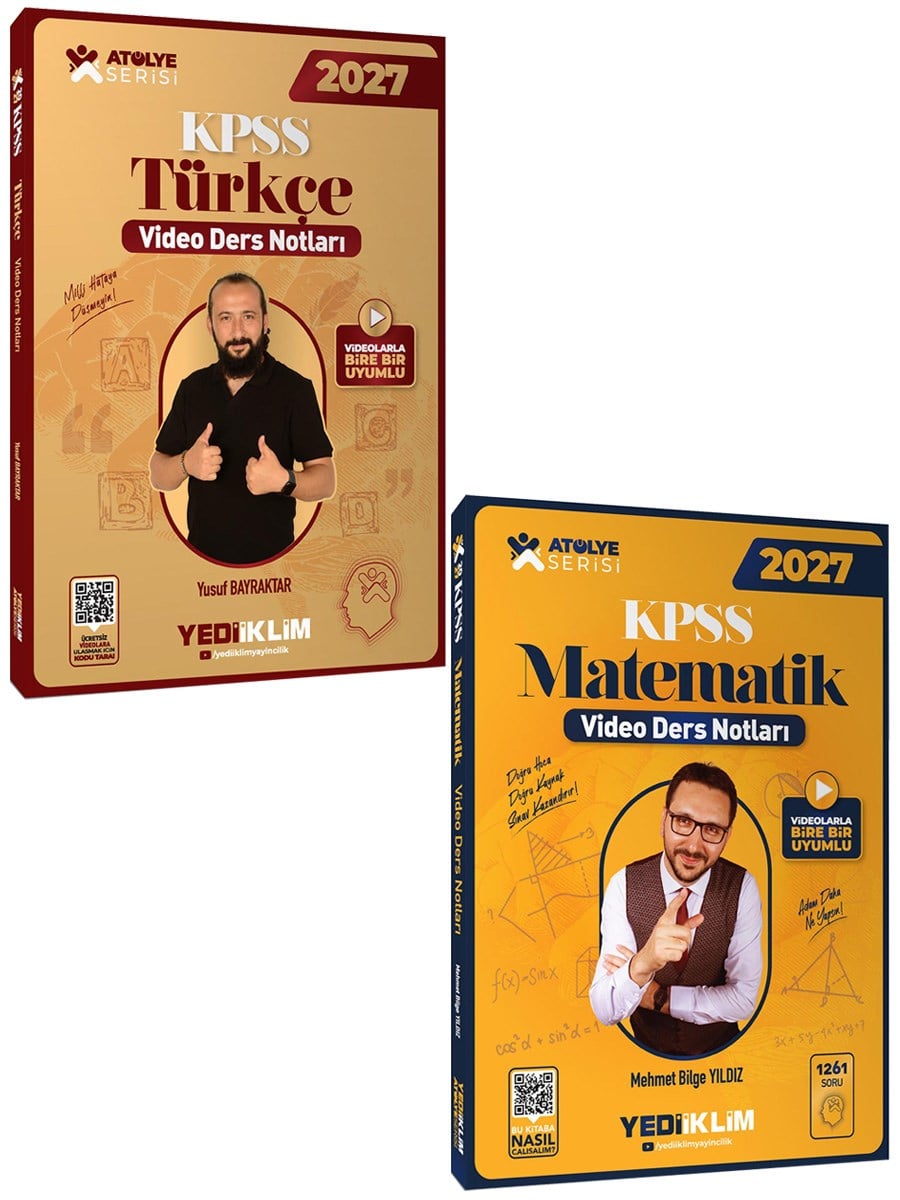 Yediiklim Yayınları 2026 KPSS Atölye Serisi Genel Yetenek Türkçe ve Matematik Video Ders Notları 2 li Set