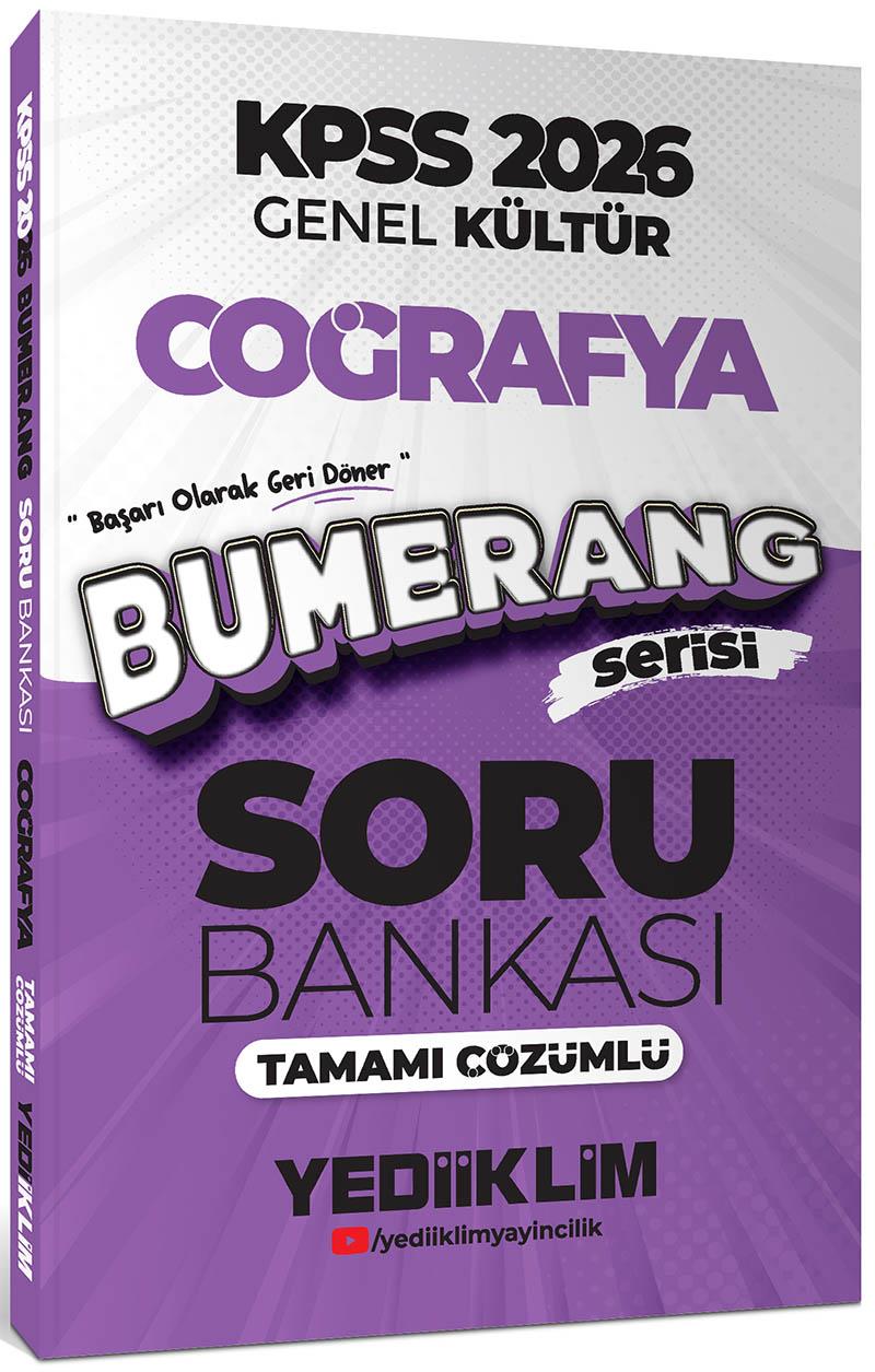Yediiklim Yayınları 2026 KPSS Genel Kültür Bumerang Coğrafya Tamamı Çözümlü Soru Bankası