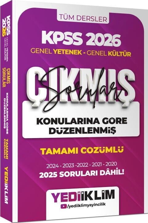 Yediiklim Yayınları 2026 KPSS Genel Yetenek Genel Kültür Konularına Göre Düzenlenmiş Tamamı Çözümlü Çıkmış Sorular