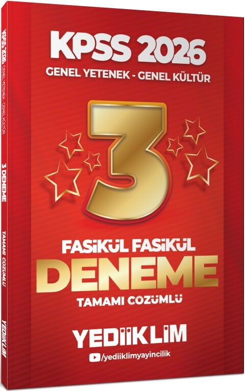 Yediiklim Yayınları 2026 KPSS Genel Yetenek Genel Kültür Tamamı Çözümlü Fasikül Fasikül 3 Yıldız Deneme