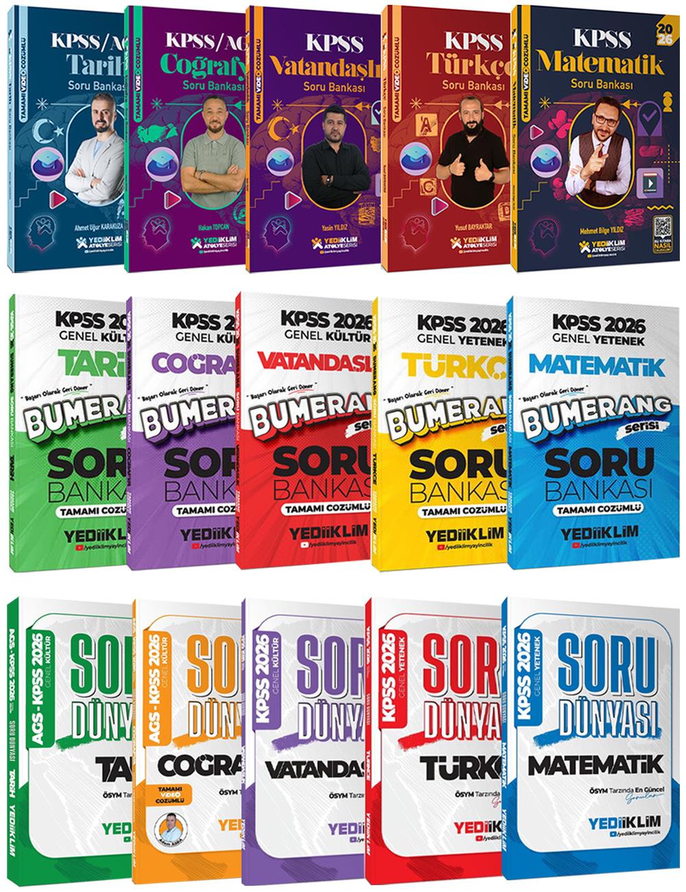 Yediiklim Yayınları 2026 KPSS GY-GK Süper Soru Bankası Seti 15 Kitap