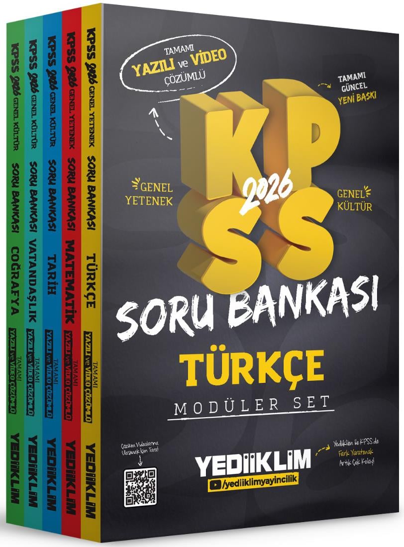 Yediiklim Yayınları 2026 KPSS GY-GK Tamamı Hem Yazılı Hem Video Çözümlü Modüler Set Soru Bankası (5 Kitap)