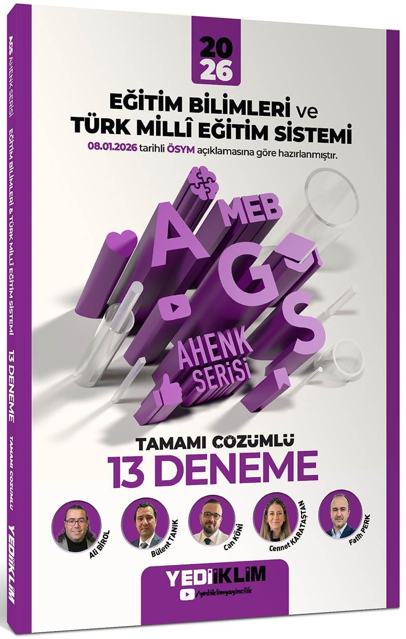 Yediiklim Yayınları 2026 MEB AGS Ahenk Eğitim Bilimleri ve Türk Milli Eğitim Sistemi Tamamı Çözümlü 13 Deneme