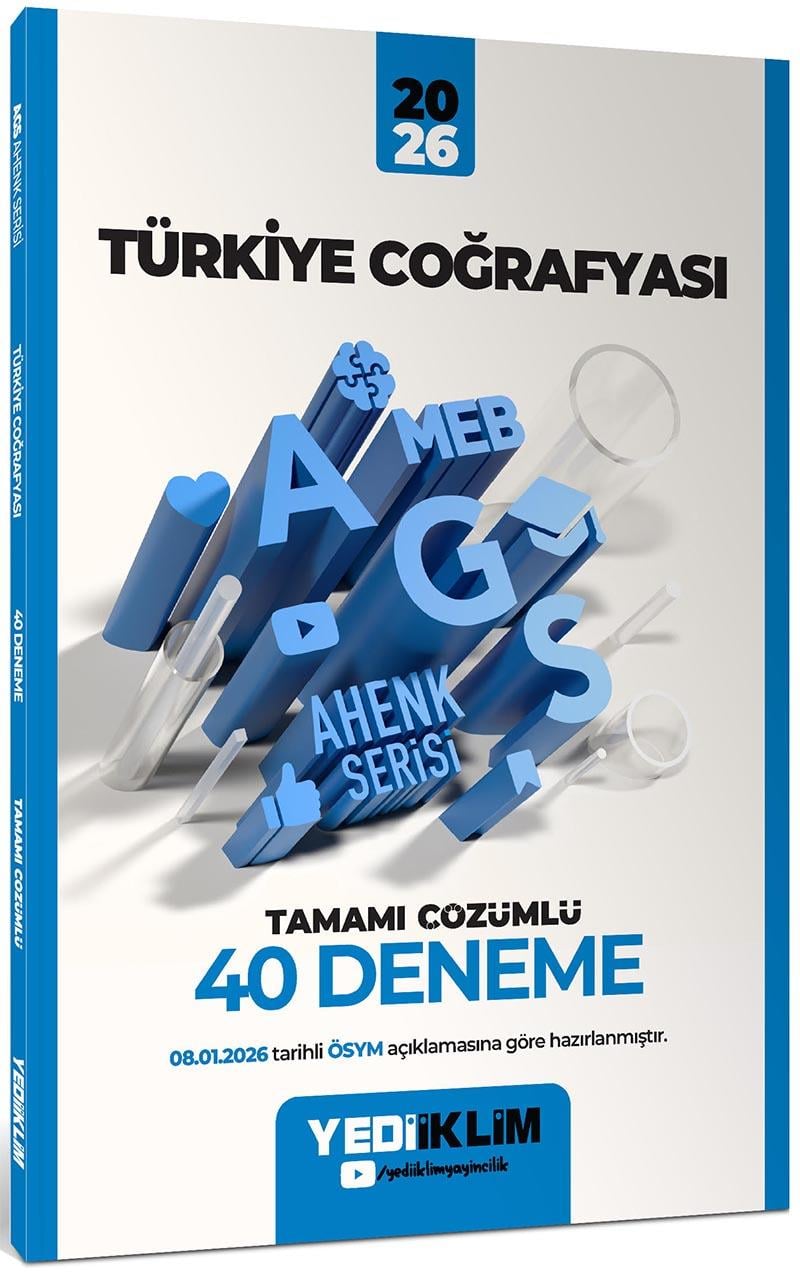 Yediiklim Yayınları 2026 MEB AGS Ahenk Türkiye Coğrafyası Tamamı Çözümlü 40 Deneme
