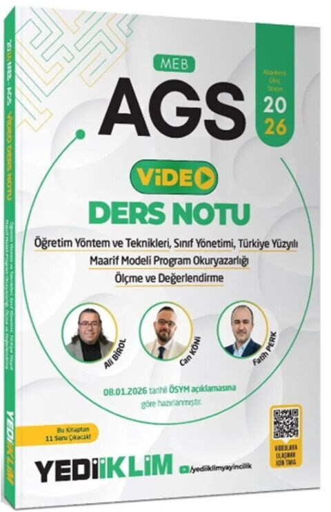 Yediiklim Yayınları 2026 MEB AGS Eğitim Bilimleri ÖYT Sınıf Maarif Modeli Program Okuryazarlığı Ölçme Video Ders Notu