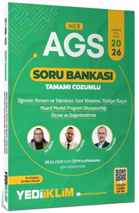 Yediiklim Yayınları 2026 MEB AGS Eğitim Bilimleri ÖYT Sınıf Maarif Modeli Program Okuryazarlığı Ölçme Soru Bankası