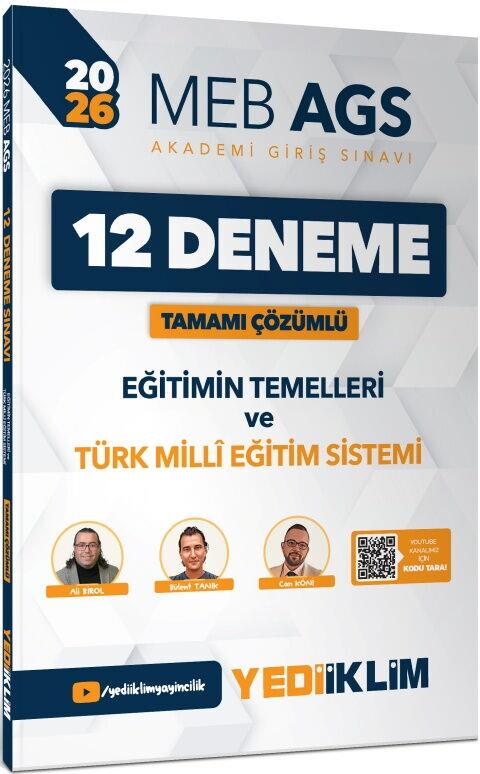 Yediiklim Yayınları 2026 MEB AGS Eğitimin Temelleri Ve Türk Milli Eğitim Sistemi Tamamı Çözümlü 12 Deneme