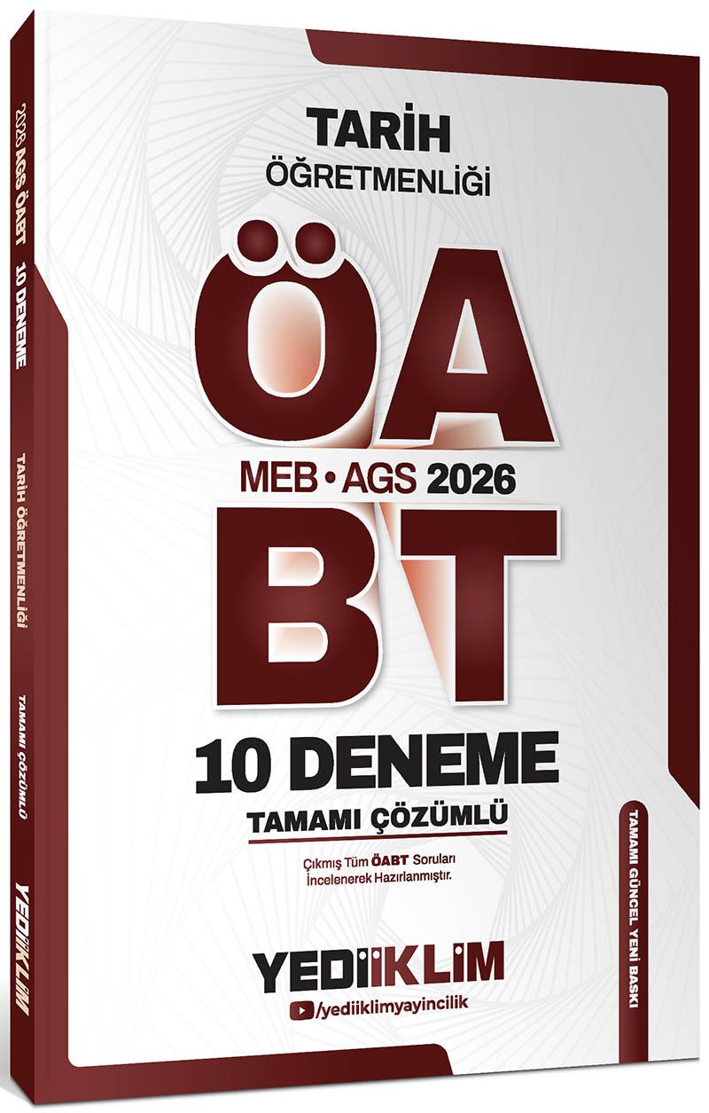 Yediiklim Yayınları 2026 MEB AGS ÖABT Tarih Öğretmenliği Tamamı Çözümlü 10 Deneme Sınavı