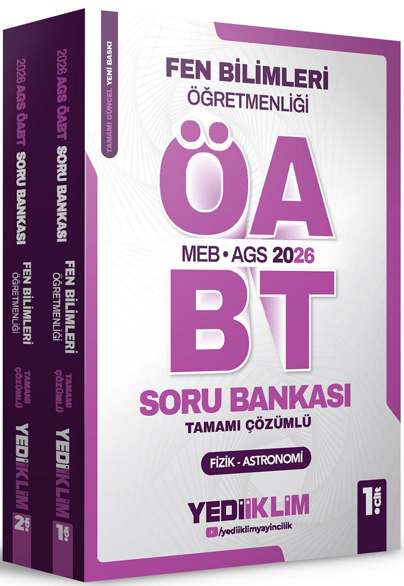 Yediiklim Yayınları 2026 MEB AGS ÖABT Fen Bilimleri Öğretmenliği Tamamı Çözümlü Soru Bankası 2 Cilt