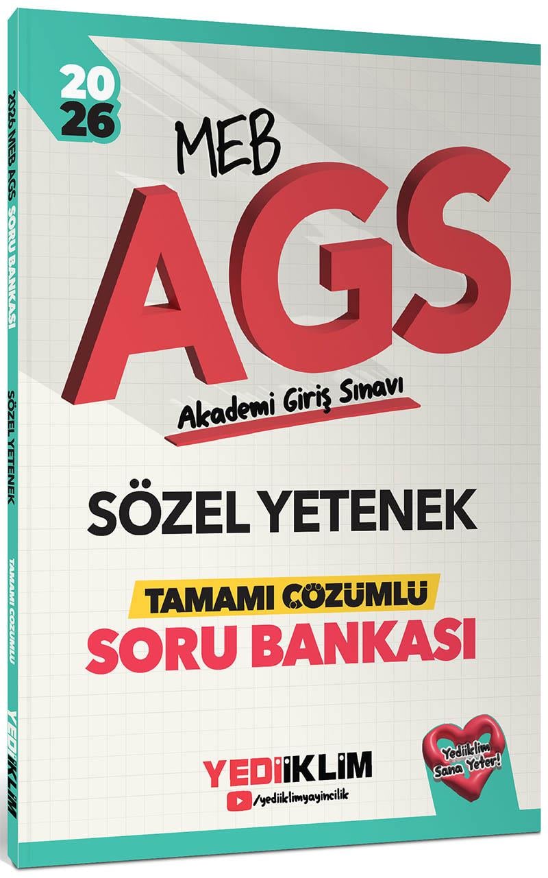 Yediiklim Yayınları 2026 MEB AGS Sözel Yetenek Tamamı Çözümlü Soru Bankası