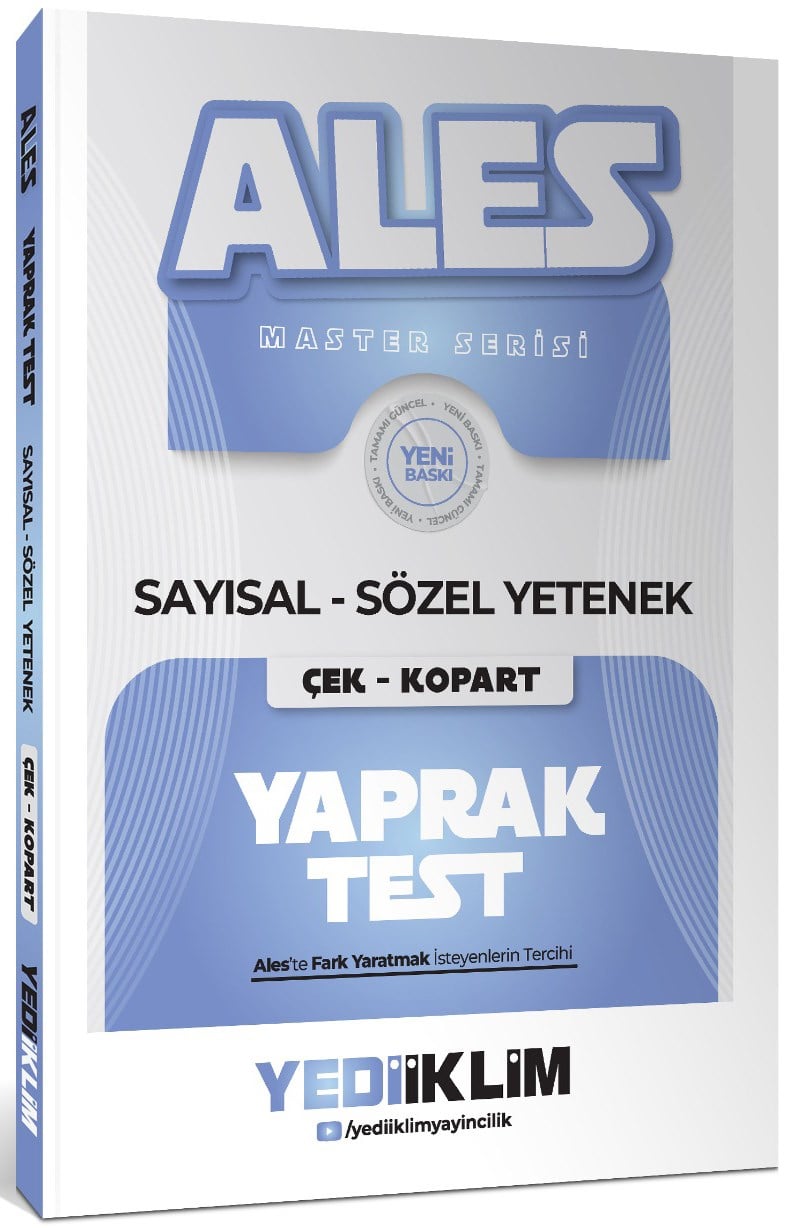 Yediiklim Yayınları 2027 ALES Master Seris Sayısal Sözel Yetenek Çek Kopart Yaprak Test