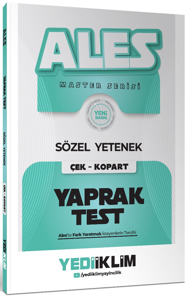 Yediiklim Yayınları 2027 ALES Master Serisi Sözel Yetenek Çek Kopart Yaprak Test