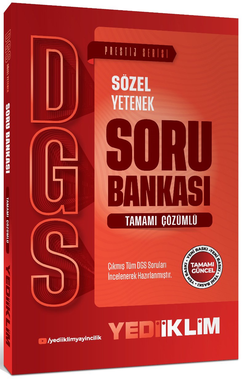 Yediiklim Yayınları 2027 DGS Prestij Serisi Sözel Yetenek Tamamı Çözümlü Soru Bankası