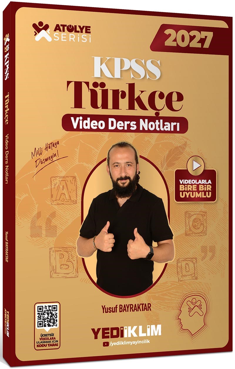 Yediiklim Yayınları 2027 KPSS Atölye Serisi Genel Yetenek Türkçe Video Ders Notları