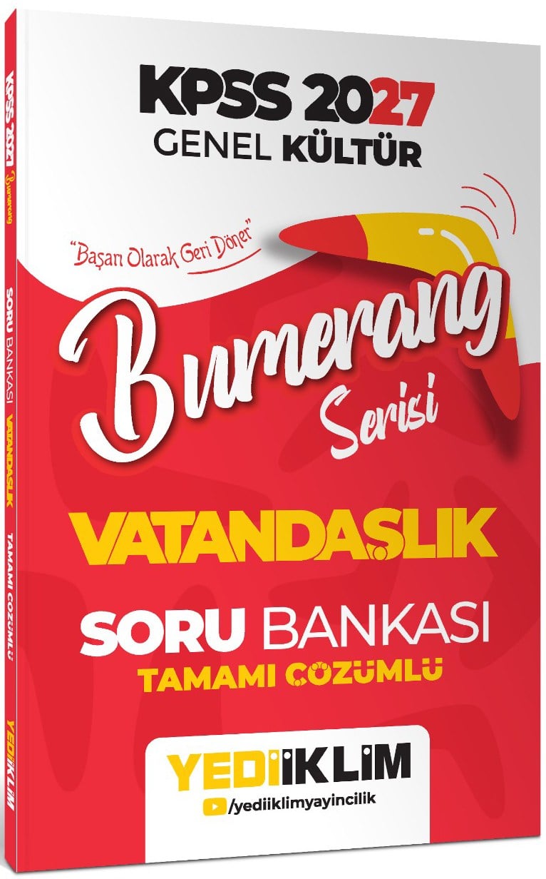 Yediiklim Yayınları 2027 KPSS Genel Kültür Bumerang Serisi Vatandaşlık Tamamı Çözümlü Soru Bankası