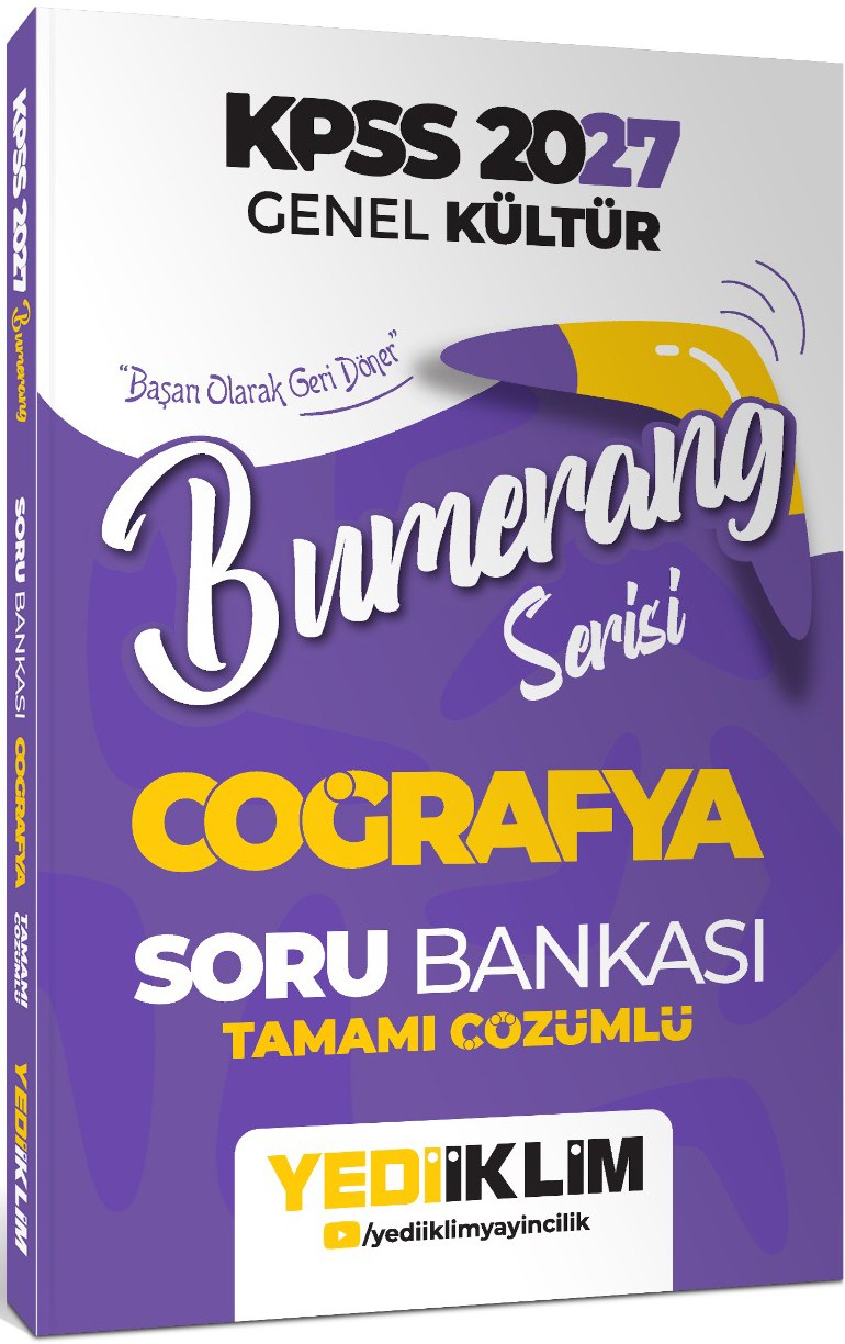 Yediiklim Yayınları 2027 KPSS Genel Kültür Bumerang Serisi Coğrafya Tamamı Çözümlü Soru Bankası
