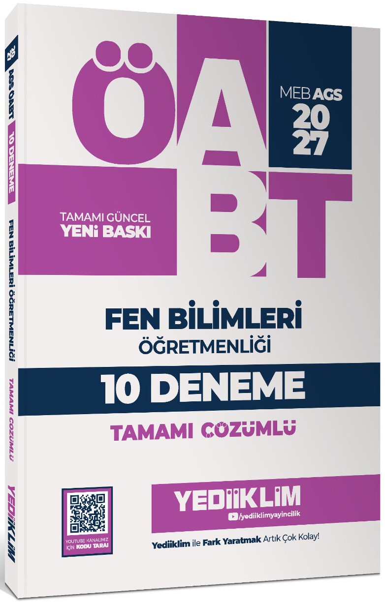 Yediiklim Yayınları 2027 MEB AGS ÖABT Fen Bilimleri Öğretmenliği Tamamı Çözümlü 10 Deneme