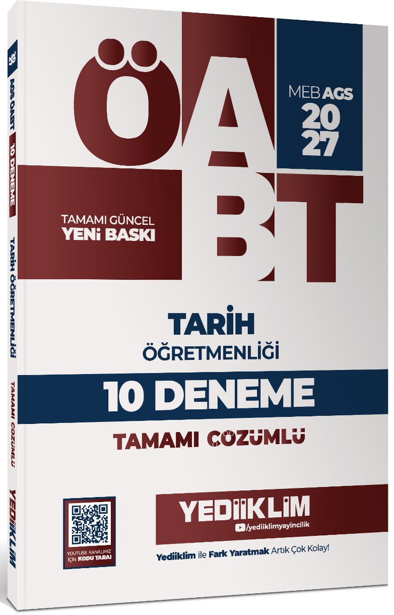 Yediiklim Yayınları 2027 MEB AGS ÖABT Tarih Öğretmenliği Tamamı Çözümlü 10 Deneme Sınavı