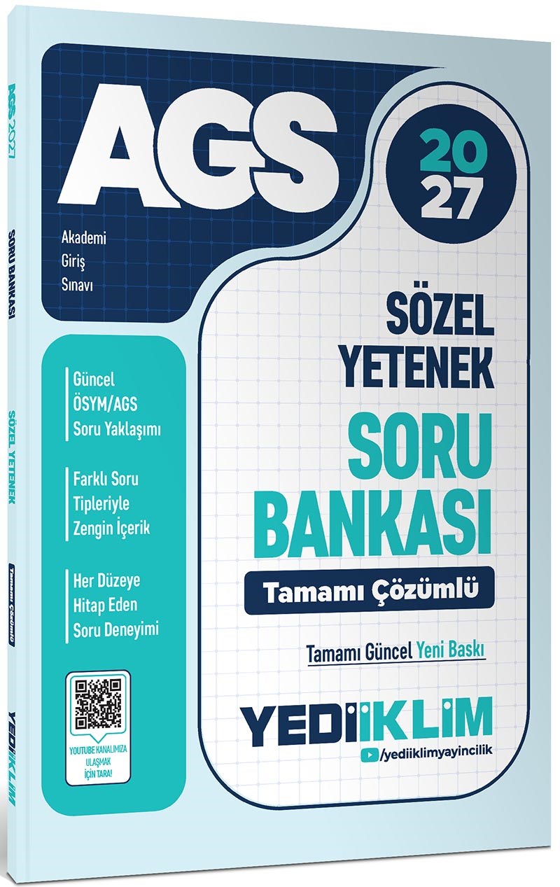 Yediiklim Yayınları 2027 MEB AGS Sözel Yetenek Tamamı Çözümlü Soru Bankası