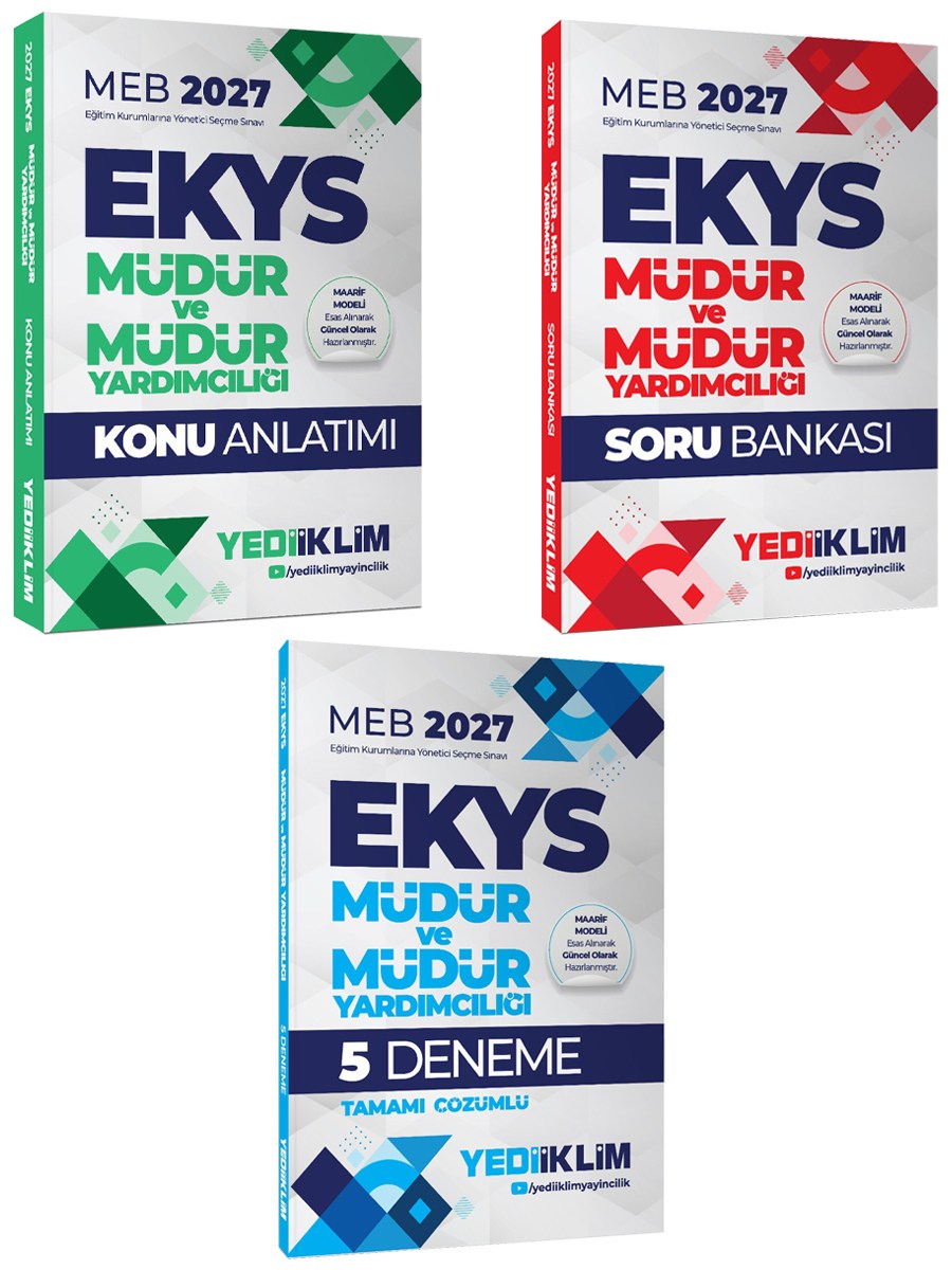 Yediiklim Yayınları 2027 MEB EKYS Müdür  ve Müdür Yardımcılığı Konu+Soru+5 Deneme Seti