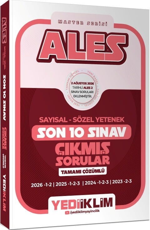 Yediiklim Yayınları ALES Sayısal Sözel Yetenek Master Serisi Tamamı Çözümlü Son 10 Sınav Çıkmış Sorular