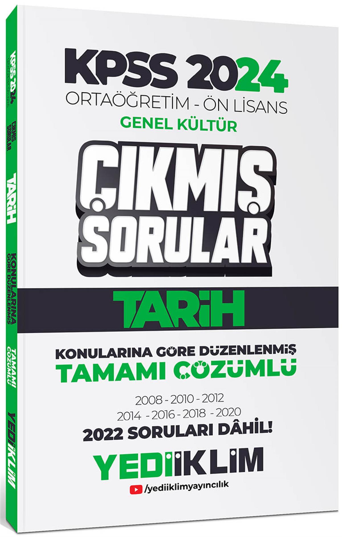 Yediiklim Yayınları KPSS 2024 Ortaöğretim-Önlisans Tarih Konularına Göre  Çıkmış Sorular 