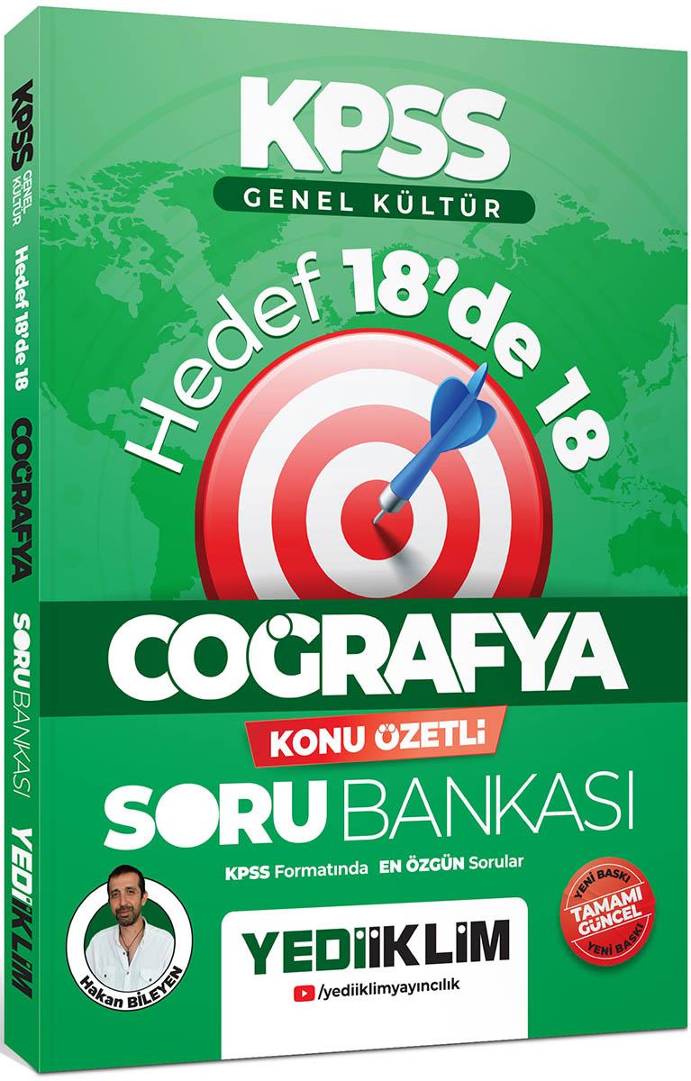 Yediiklim Yayınları KPSS Genel Kültür Hedef 18 de 18 Coğrafya Konu Özetli Soru Bankası