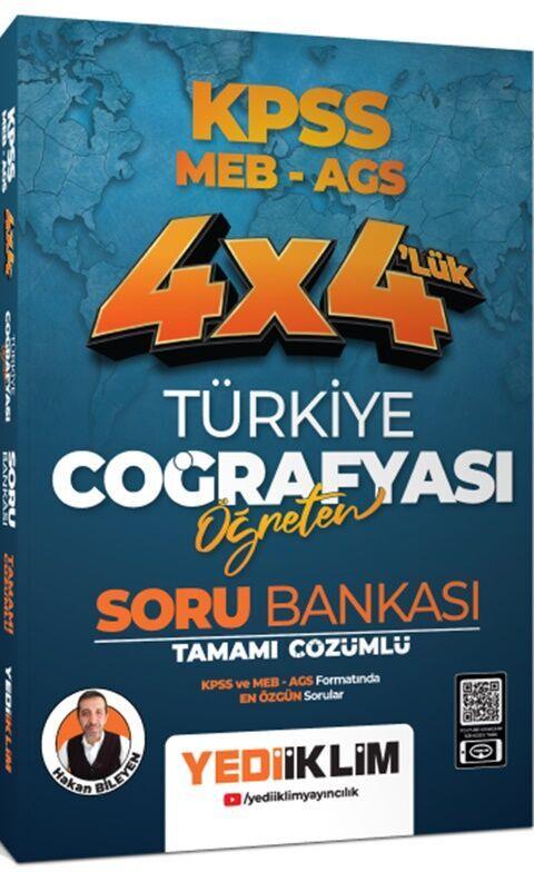 Yediiklim Yayınları KPSS MEB AGS 4 x 4 Öğreten Türkiye Coğrafyası Tamamı Çözümlü Soru Bankası