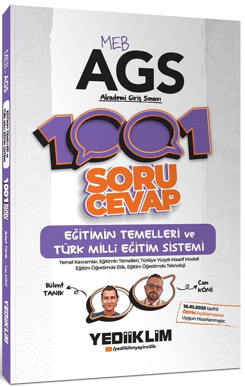 Yediiklim Yayınları MEB AGS Eğitimin Temelleri ve Türk Milli Eğitim Sistemi 1001 Soru Cevap