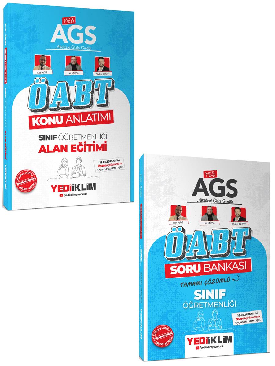 Yediiklim Yayınları MEB AGS ÖABT Sınıf Öğretmenliği Alan Eğitimi Konu ve Soru Bankası Seti