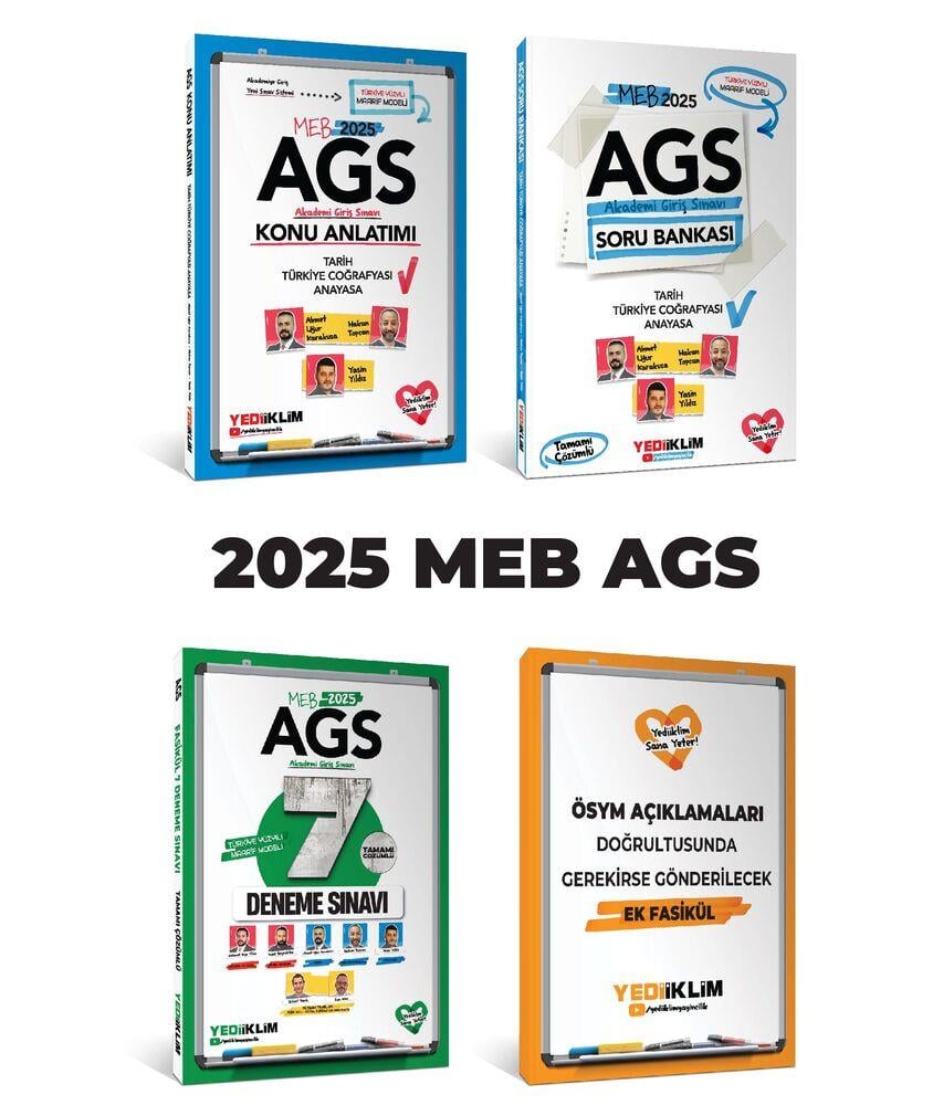 Yediiklim Yayınları MEB AGS Tarih Türkiye Coğrafyası Anayasa Full Set