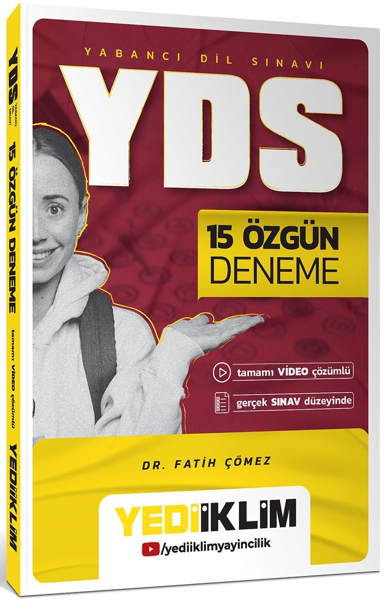 Yediiklim Yayınları YDS 15 Özgün Deneme Tamamı Video Çözümlü