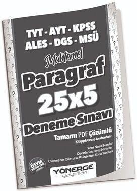 Yönerge YKS TYT AYT KPSS ALES DGS MSÜ Muhtemel Paragraf 25 x 5 Deneme
