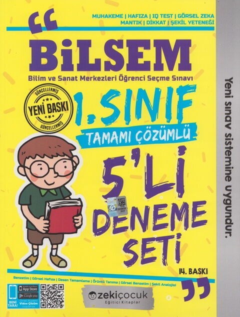 Zeki Çocuk 1. Sınıf Bilsem Tamamı Çözümlü 5 li Deneme Seti