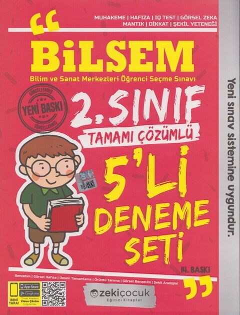 Zeki Çocuk 2. Sınıf Bilsem Tamamı Çözümlü 5 li Deneme Seti