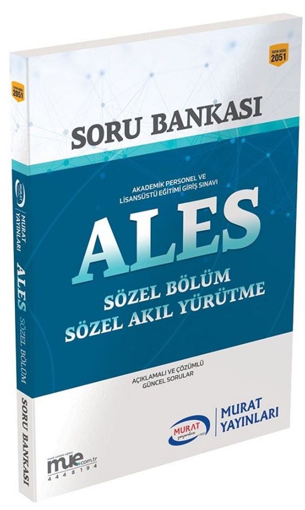 Murat Yayınları ALES Sözel Bölüm Sözel Akıl Yürütme Açıklamalı ve Güncel Soru Bankası 2051