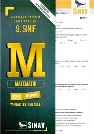Sınav Yayınları 9. Sınıf Matematik Çek Kopar Yaprak Test