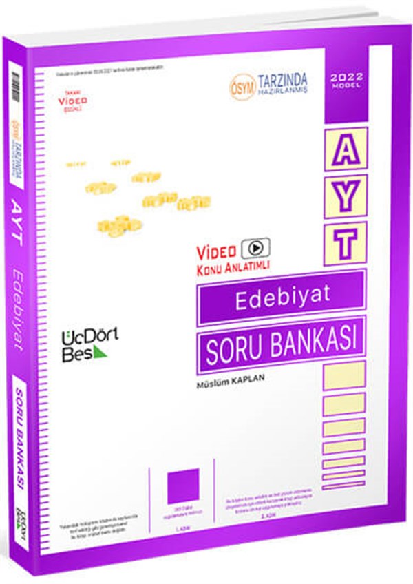 ÜçDörtBeş Yayınları 2022 AYT Edebiyat Soru Bankası