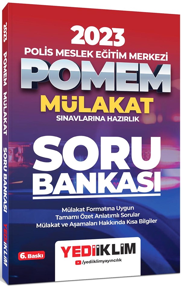 Yediiklim Yayınları 2023 POMEM Mülakat Sınavlarına Hazırlık Soru Bankası 