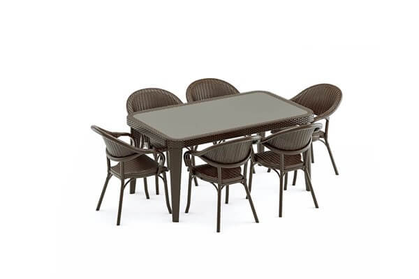 Osaka Masa +6 Adet Flash Koltuk Rattan Set -Kahve I Erinoz.com