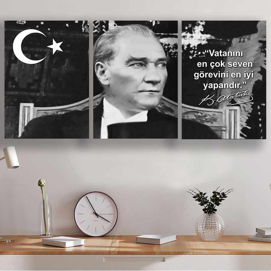 Atatürk Kanvas Tablo Üçlü SetAtatürk Kanvas Tablo Üçlü SetKanvas Atatürk Tabloları