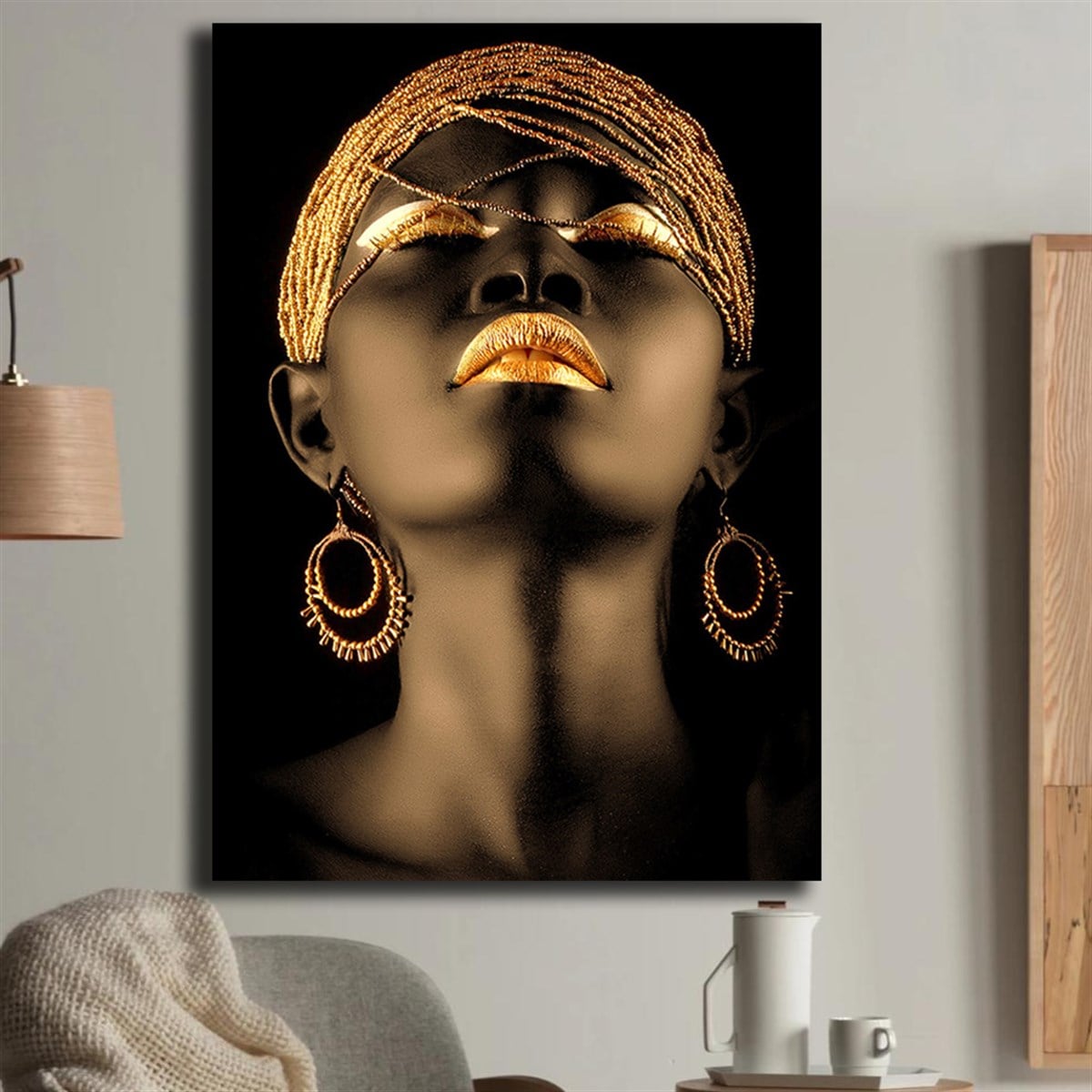 Bronz Tonlu Afrikalı Kadın Tablosu | Sepya Renkli Kanvas Kadın TablolarıBronz Sepya Afrikalı Siyahi Kadın Kanvas TabloKanvas Afrikalı Tabloları