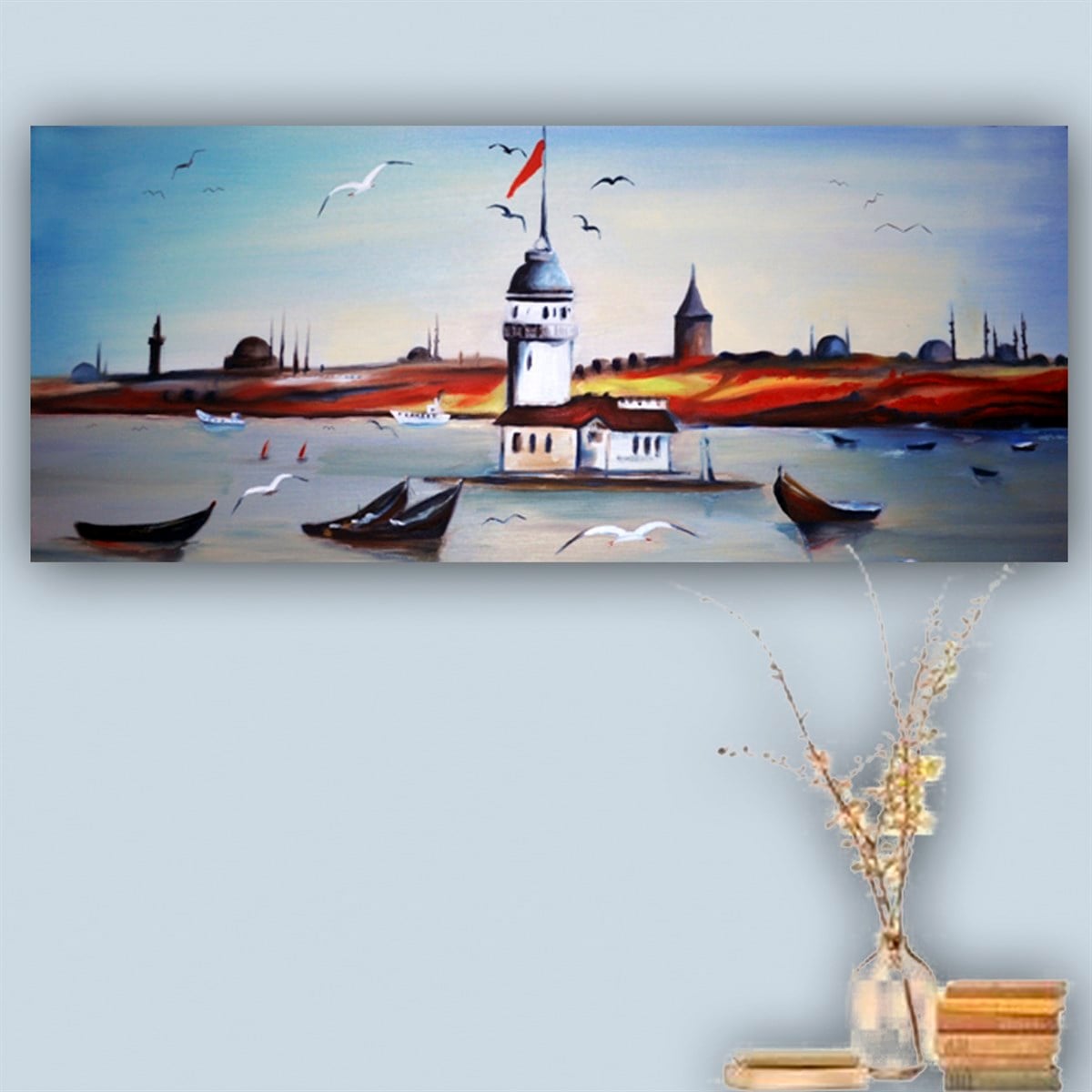 İstanbul Manzarasından Kız Kulesi Kanvas Tablo İstanbul Manzarasından Kız Kulesi Kanvas Tablo Kanvas Doğa Manzara Tabloları KARAHAN ÇERÇEVE ve KANVAS TABLO
