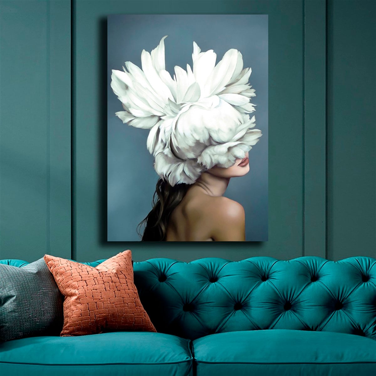 Kanvas Tablo Çiçek Başlı Kadın | Çerçeveli Flower WomanKanvas Tablo Çiçekli Başlı KadınKanvas Kadın Tabloları