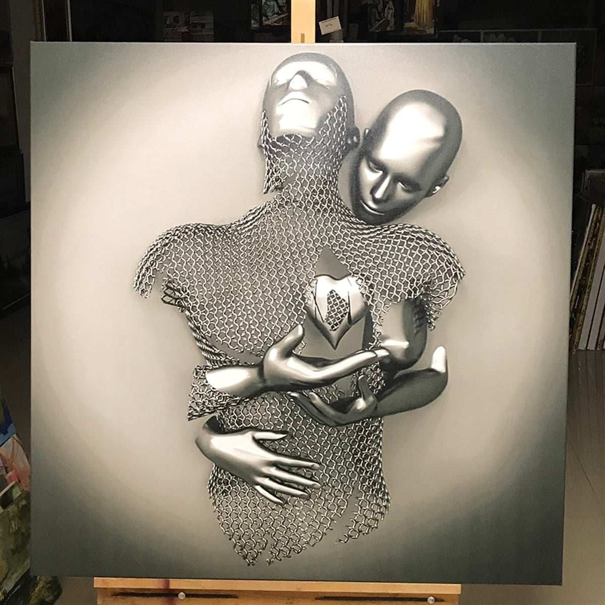 Kanvas Tablo Kare 3D Metal Kalpli Çift Soyut Kanvas Tablo Modelleri | Modern Canvas Tablo Setleri Kare Soyut Tablolar KARAHAN ÇERÇEVE ve KANVAS TABLO